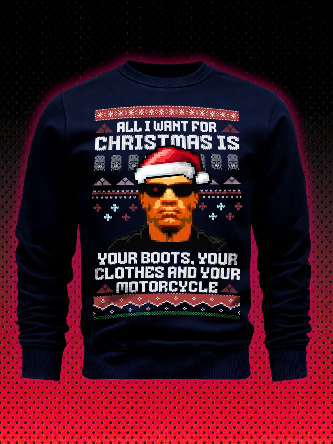 UGLY TERMINATOR CHRISTMAS SWEATER | ARNOLD SCHWARZENEGGER XMAS | SWEATSHIRT