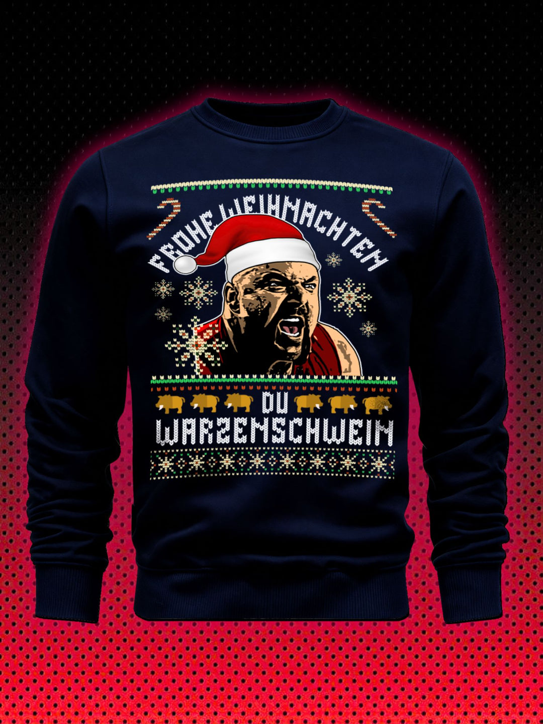 FROHE WEIHNACHTEN DU WARZENSCHWEIN RICK ZUMWALT | BULL HURLEY OVER THE TOP STALLONE CANNON | XMAS SWEATSHIRT