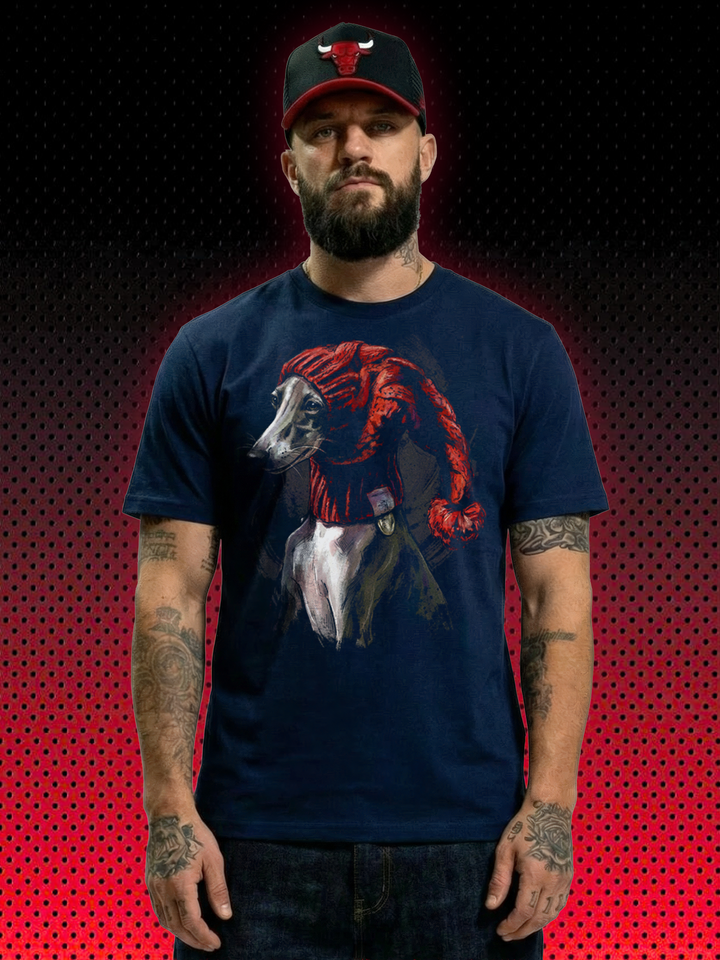 WINDHUND MIT HUT | T-SHIRT