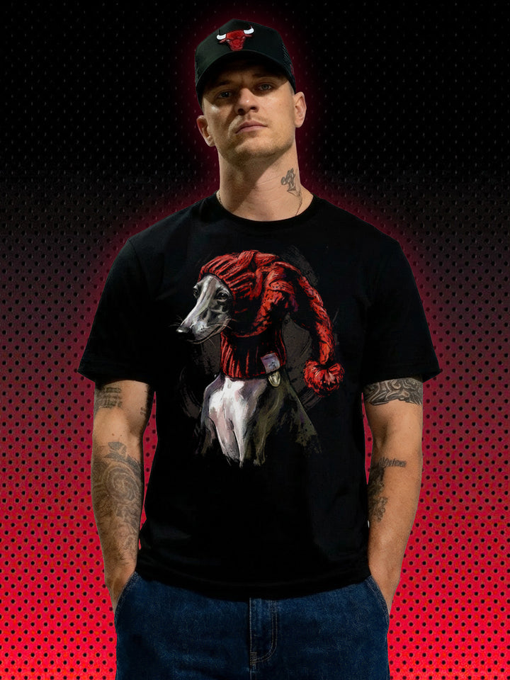 WINDHUND MIT HUT | T-SHIRT