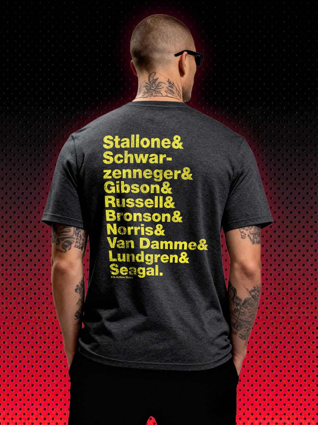 80s Action Stars | Stallone Schwarzenegger Van Damme Backprint | T-SHIRT