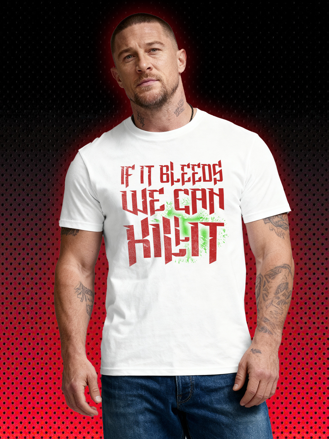 IF IT BLEEDS PREDATOR ARNOLD SCHWARZENEGGER T-SHIRT