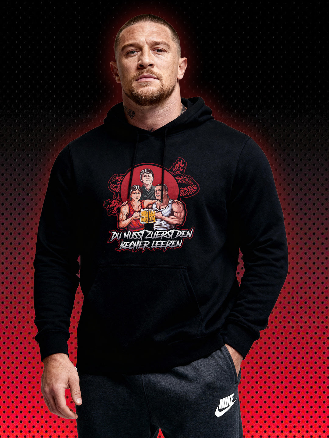 DU MUSST ZUERST DEN BECHER LEEREN | NO RETREAT NO SURRENDER KARATE TIGER JASON MCKINNEY JCVD | RETRO SWEATSHIRT & HOODIE