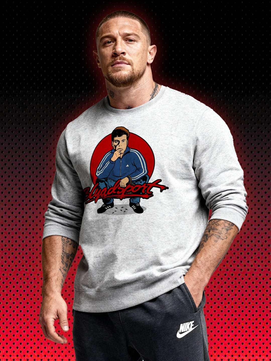 BLYADSPORT SQUATTING FRANK | JEAN-CLAUDE VAN DAMME JCVD | RETRO SWEATSHIRT & HOODIE