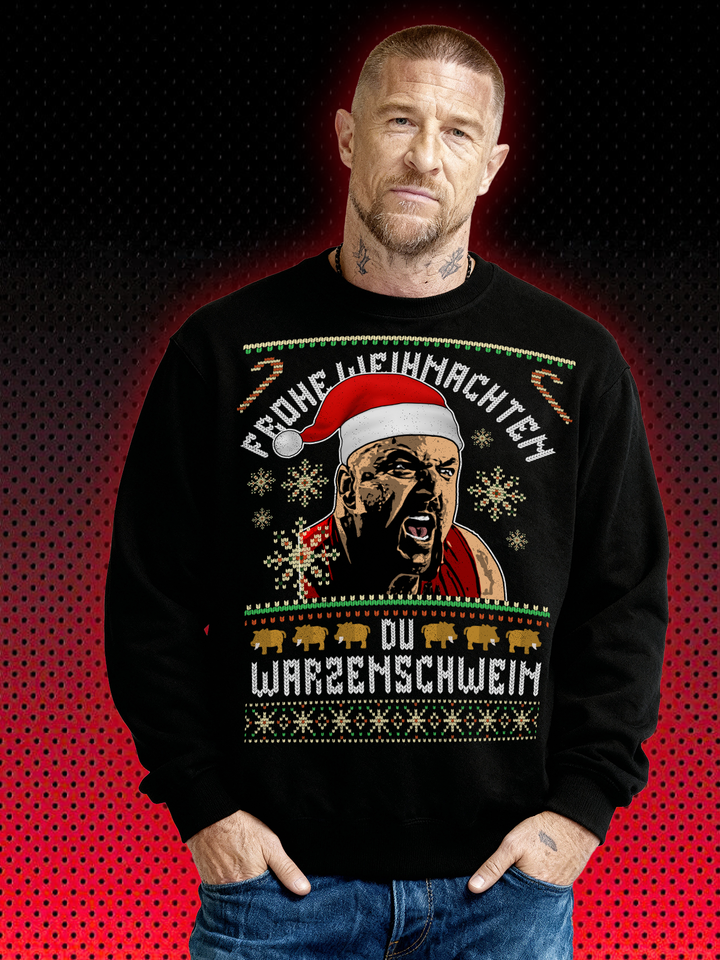 FROHE WEIHNACHTEN DU WARZENSCHWEIN RICK ZUMWALT | BULL HURLEY OVER THE TOP STALLONE CANNON | XMAS SWEATSHIRT