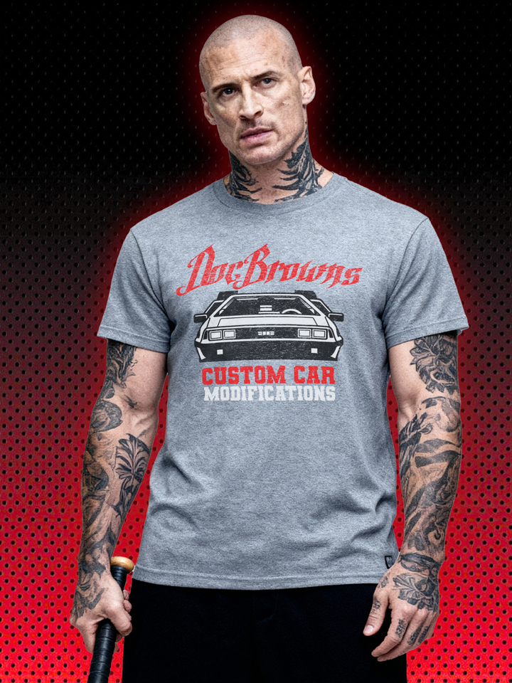 DOC BROWNS CUSTOM CAR MODIFICATIONS | BACK TO THE FUTURE - ZURÜCK IN DIE ZUKUNFT -MICHAEL J FOX | T-SHIRT