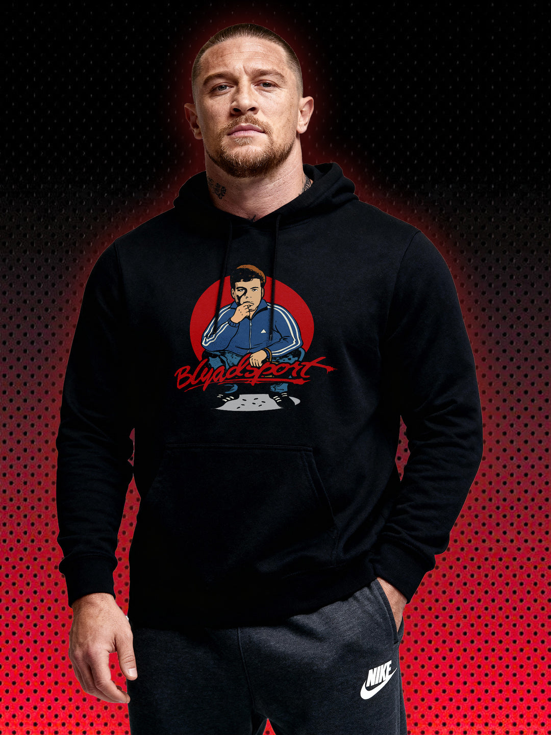 BLYADSPORT SQUATTING FRANK | JEAN-CLAUDE VAN DAMME JCVD | RETRO SWEATSHIRT & HOODIE