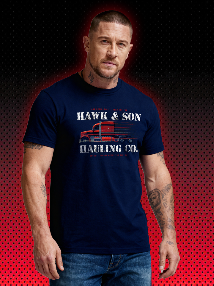 OVER THE TOP - LINCOLN HAWK AND SON - LOGO PRINT - HAWK HAULING | SYLVESTER STALLONE 80S RETRO | T-SHIRT