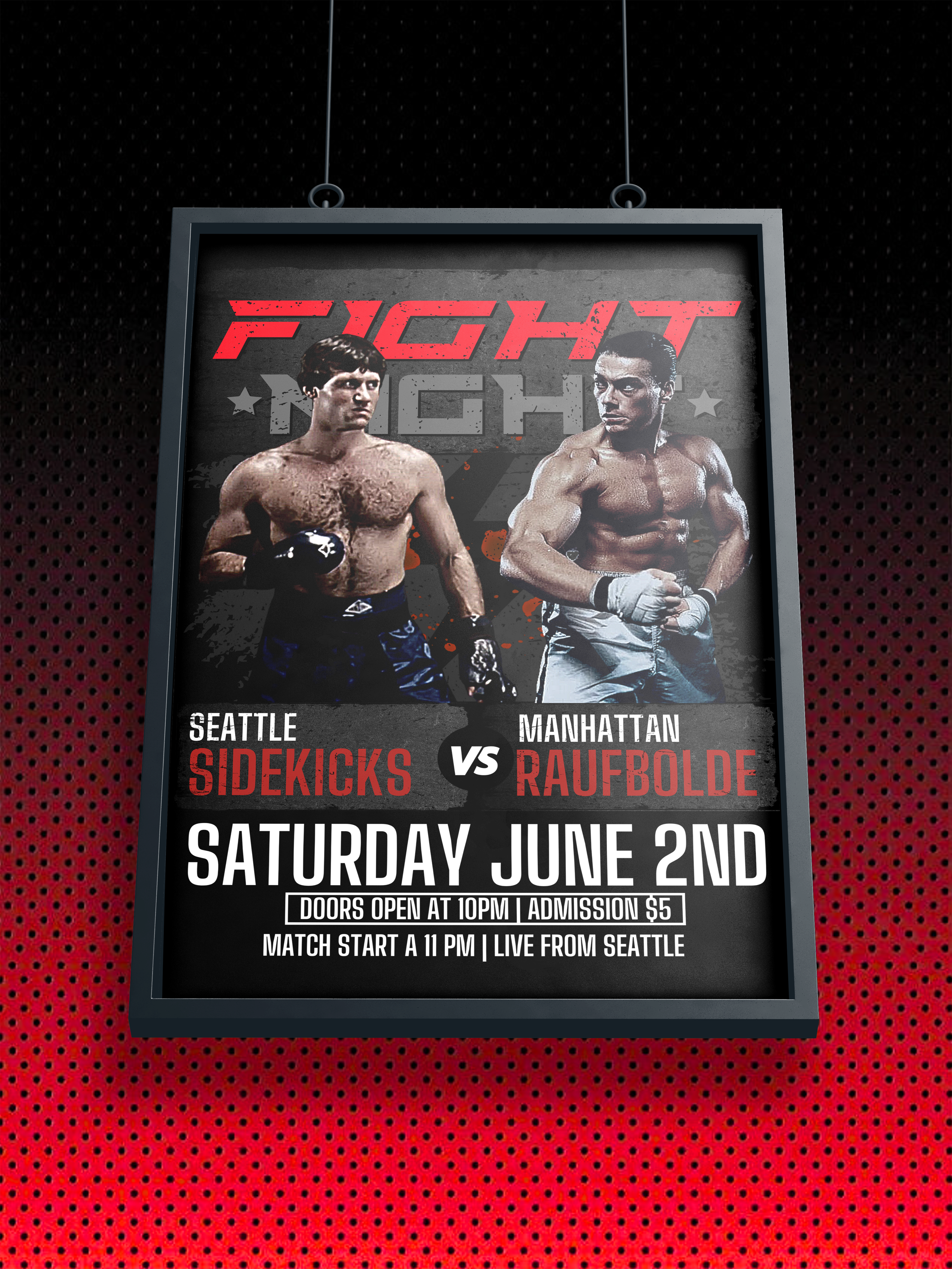 KARATE TIGER - FINAL POSTER - NO RETREAT NO SURRENDER | POSTER  SEATTLE SIDEKICKS VS MANHATTAN RAUFBOLDE | JEAN CLAUDE VAN DAMME JCVD | ARTPRINT - KUNSTDRUCK