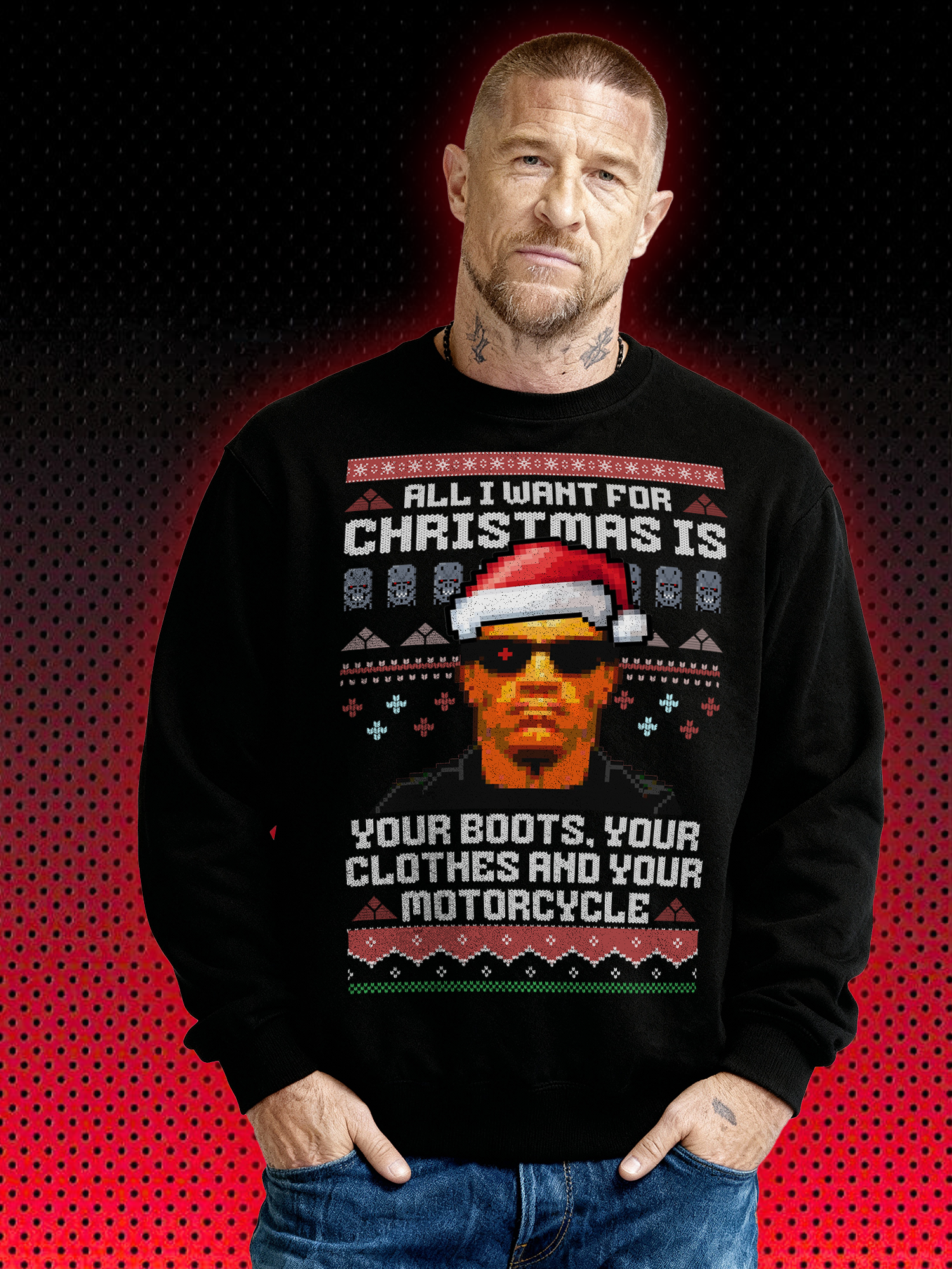 UGLY TERMINATOR CHRISTMAS SWEATER | ARNOLD SCHWARZENEGGER XMAS | SWEATSHIRT